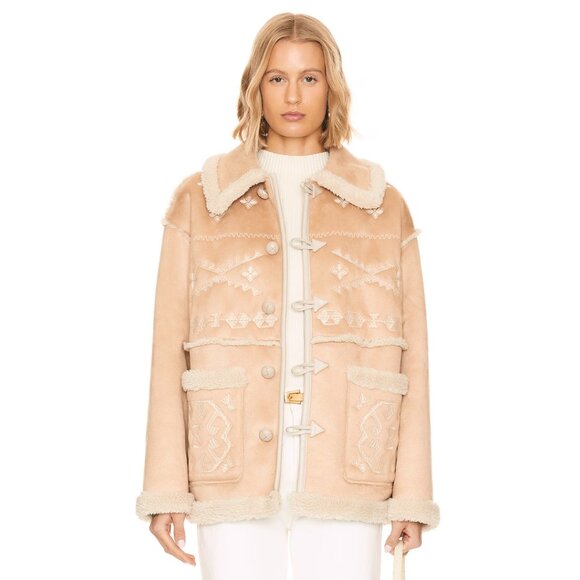 New MOTHER Toasty Faux Suede Shearling Jacket Snowed In Size L - Picture 6 of 12